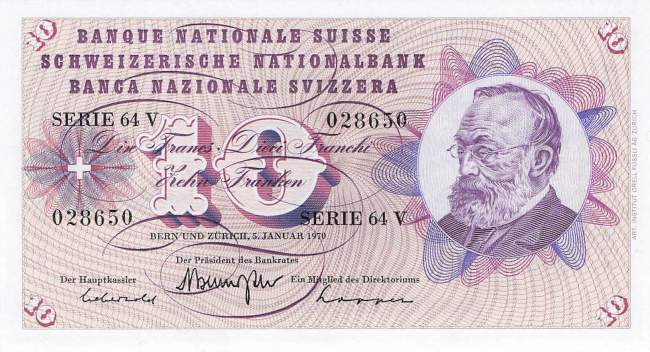 Schweiz 10 Franken 1970